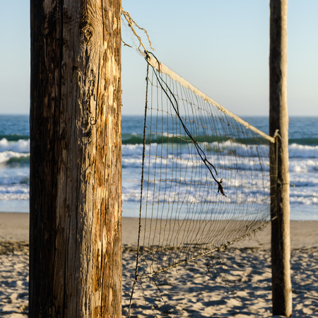 Volleyball net on the beachの写真素材