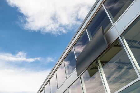 Abstract business building interior, view of sky