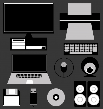 The icon set of computer accessories in vector のイラスト素材