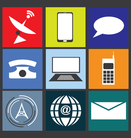 Set of communication icons in flat style のイラスト素材