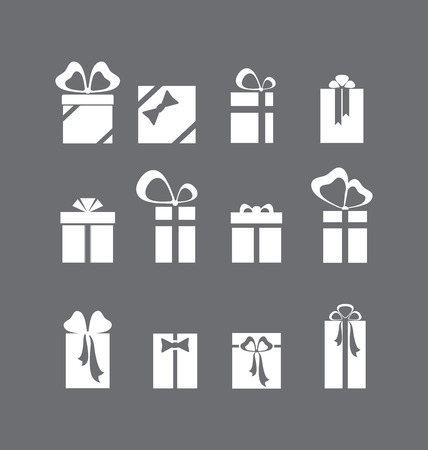 Presents and gifts icon set on gray background.のイラスト素材