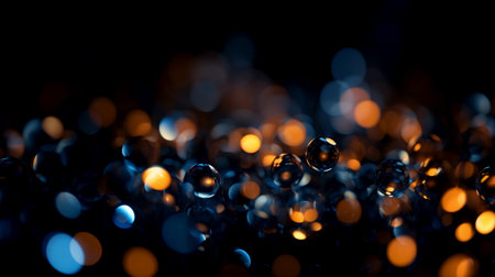 Little crystal balls and colorful light bokeh effect background template for banner, cover and landing page.の素材