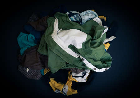 Dirty clothes on the floor for laundry House Choirs Conceptの写真素材