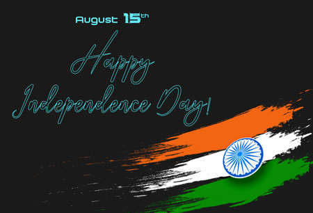 vector indian flag design on a black background, happy independence day