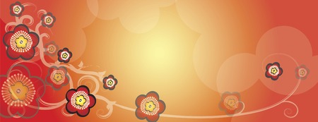 Horizontal Flowery Background, festive feel.のイラスト素材
