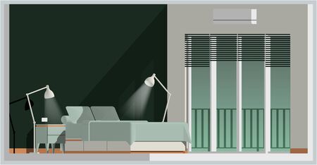 Vector illustration elevation of a bedroomのイラスト素材