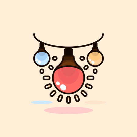icon vector illustration of hanging lamp decoration, suitable for Diwali, Deepavali, India Festival of Light event celebration.のイラスト素材