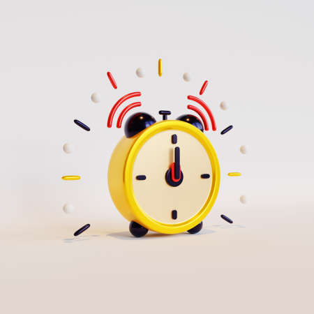 Alarm clock 3D rendering, suitable for New Year event celebration.の写真素材