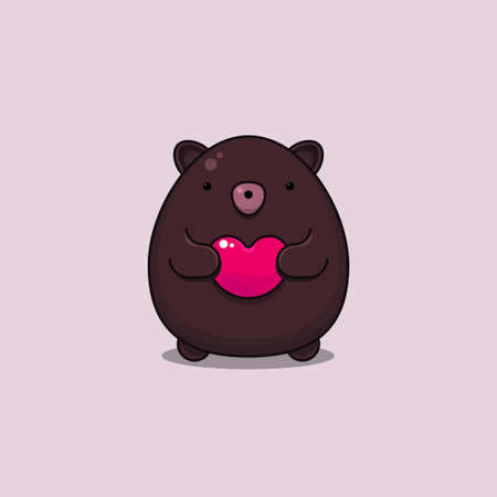 Cute valentine animal character holding a heart shape symbolのイラスト素材