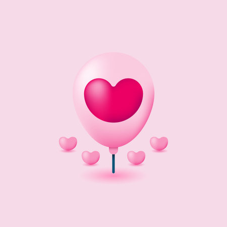 Vector illustration of Balloon With Heart Shape Symbol In The Middle, suitable for Valentine;s Dayのイラスト素材