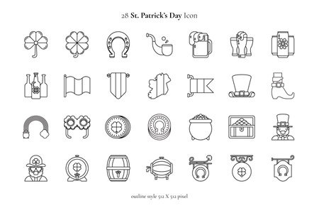 St. Patrick's Day Icon Collection in outline styleのイラスト素材