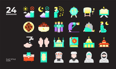 Twenty four icon in flat style, suitable for Ramadanのイラスト素材