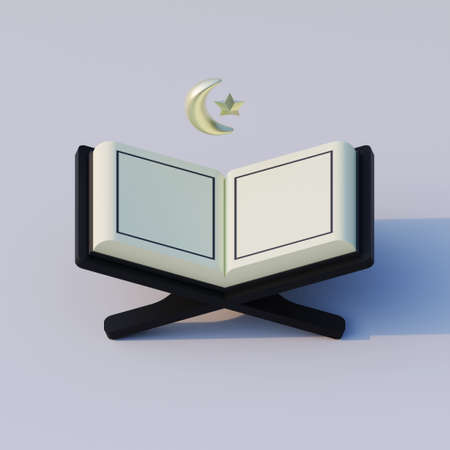3D Rendering Illustration of Quran, Holy book in Islam. Suitable for Ramadan, Isra Miraj, Eid El...