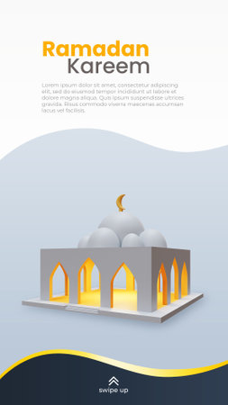 Ramadan Kareem Social Media Story Template With 3D Rendering Of Mosque 01の写真素材