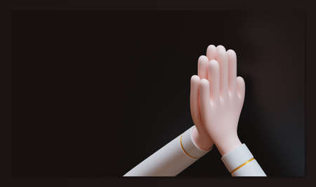 Eid Al Fitr Landing Page Template With Hand Gesture 3D Rendering