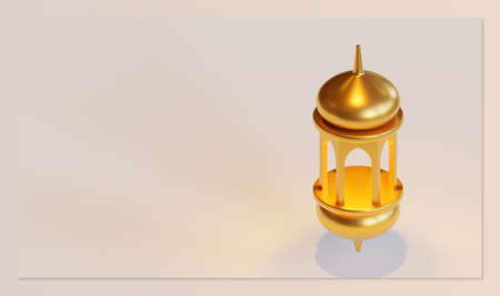 Eid Al Fitr Landing Page Template With Fanous 3D Renderingの写真素材