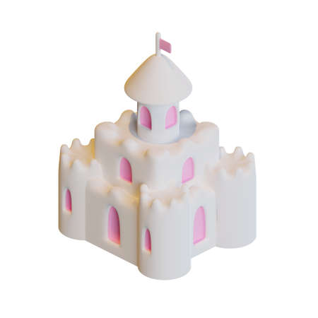 Summer Sand Castle 3D Rendering Illustration suitable for summer, tourism, holiday, or vacation event theme.の写真素材