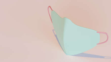 Back to school landing page template with medical mask 3d rendering