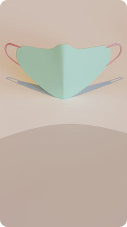 Medical mask 3D Rendering Illustration, as one of new normal school protocol, suitable for Education, Offline School, Or Back To School Themeの写真素材