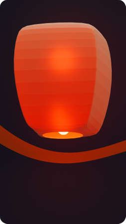 Mid autumn mobile phone user interface template with sky lantern 3d rendering illustration