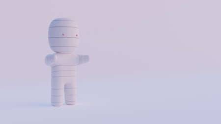 Halloween landing page template with mummy 3d rendering illustration