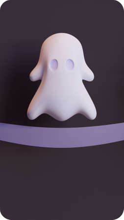 Halloween mobile phone user interface template with ghost 3d renderingの写真素材
