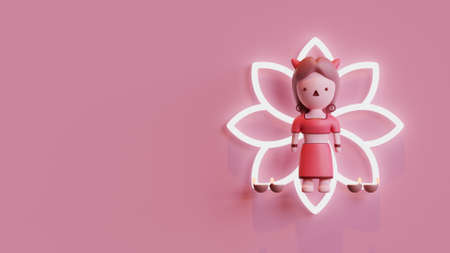 Diwali landing page template with Surpanakha 3D rendering. Surpanakha is one of evil character in Diwali storyの写真素材