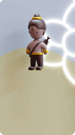 Diwali social media story template with Surpanakha ( one of evil character in Diwali story ) 3D Renderingの写真素材