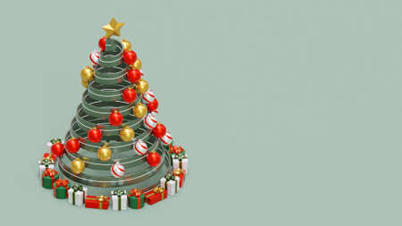 Christmas Landing Page Template With Tree 3D Rendering Illustration Composition