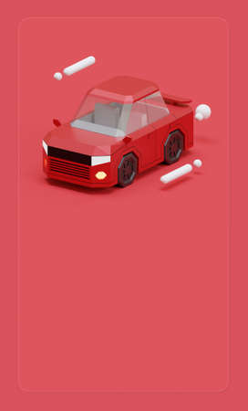 Copy Space With Sedan Car 3D Rendering Illustrationの写真素材