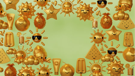 Summer Party Banner With Gold 3D Render Illustration