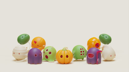 Halloween Copy Space With 3D Render Illustration