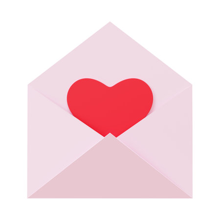 Valentine Envelope 3D Render Elementの写真素材