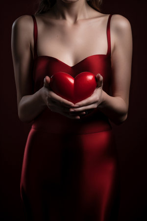 Woman holding heart shaped objectの素材