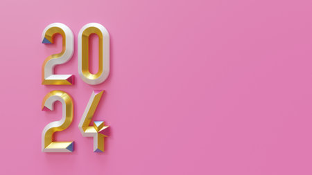 New Year 3D Render Illustration Background Wth 2024 number