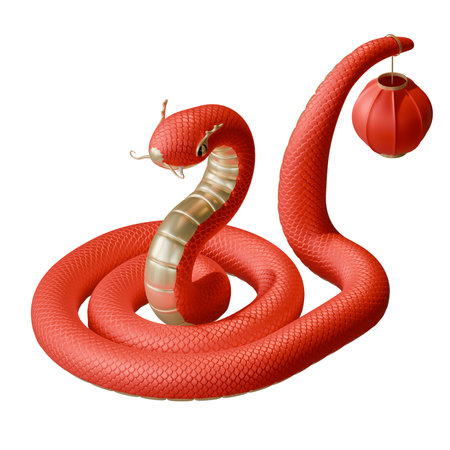 Chinese New Year Of Snake Isometric Front View 3D Design Elementの写真素材