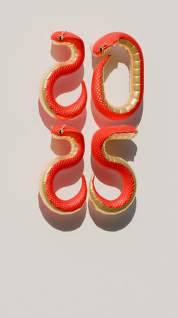 2025 Chinese New Year Of Snake Left View Vertical Composition 3D Illustration