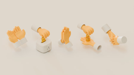 Hand Geture 3D Icon Illustration Backgroundの写真素材