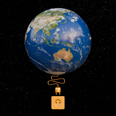 Earth Hour Unpluged Power Socket3D Design Backgroundの写真素材