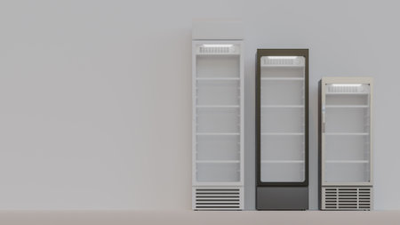 Showcase Display Cooler Front View 3D Render Illustration Backgroundの写真素材