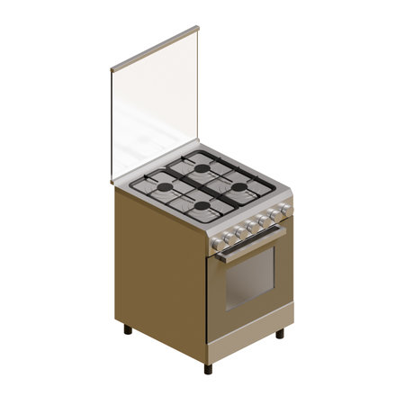 Small Freestanding Cooker Isometric View 3D Render Illustrationの写真素材