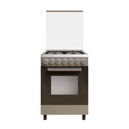 Small Freestanding Cooker Front View 3D Render Illustrationの写真素材