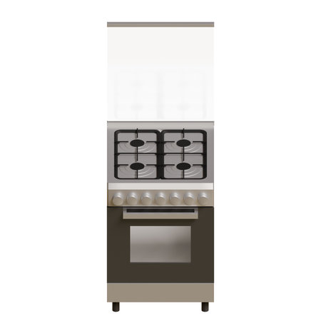 Small Freestanding Cooker Top Front View 3D Render Illustrationの写真素材
