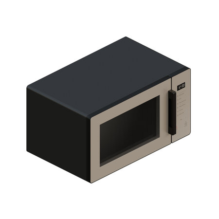 Microwave Left Isometric View 3D Render Illustrationの写真素材