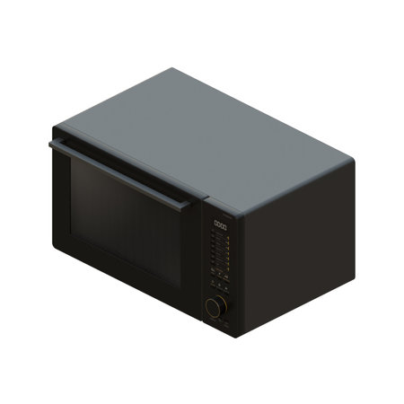 Black Microwave Right Isometric View 3D Render Illustrationの写真素材
