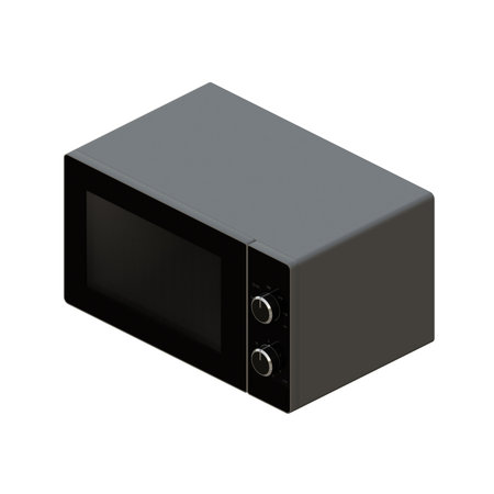 Gray Microwave Right Isometric View 3D Render Illustrationの写真素材