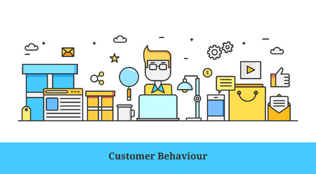 Customer behavior - Influencing decision of an online customerのイラスト素材