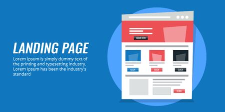 Landing page - homepage optimization, website, webpage seo concept. Flat design vector illustration.のイラスト素材