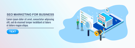Seo, digital marketing for local business, local store optimization, isometric design concept.のイラスト素材
