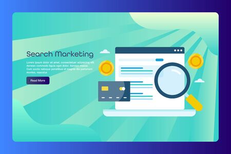 Search engine marketing, pay per click advertising, paid search listing concept, web banner template with text.のイラスト素材